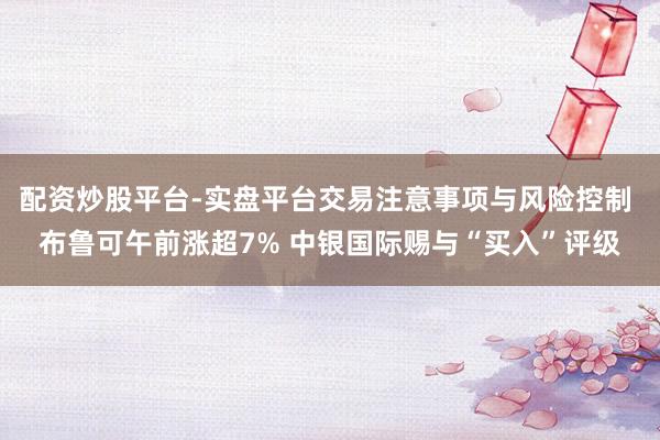 配资炒股平台-实盘平台交易注意事项与风险控制 布鲁可午前涨超7% 中银国际赐与“买入”评级
