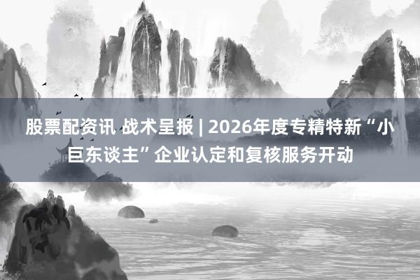股票配资讯 战术呈报 | 2026年度专精特新“小巨东谈主”企业认定和复核服务开动