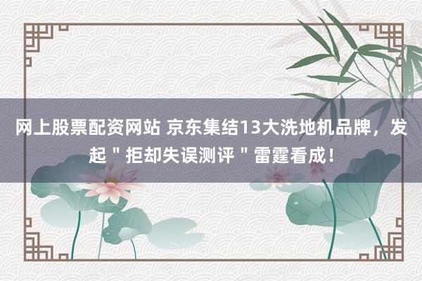 网上股票配资网站 京东集结13大洗地机品牌,发起"拒却失误测评"雷霆看成!